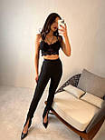 Чорні жіночі лосини з розрізами на штанинах на високій посадці (р. S, M, L) 7812697, фото 2