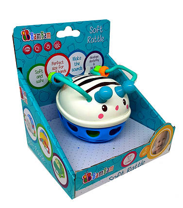 Брязкальце з силіконовою вставкою Робачок, Bam Bam, 428977, фото 1