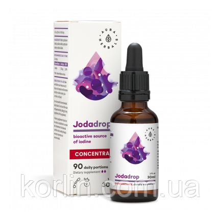 Йод Концентрат Біодобавка Для Щетоподібної Залізи 30 мл краплі Aura Herbals Jodadrop Доставка з ЄС