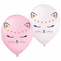 Повітряні кулі з малюнком котик із зірками 12" 30 см BelBal комплект 2 шт.