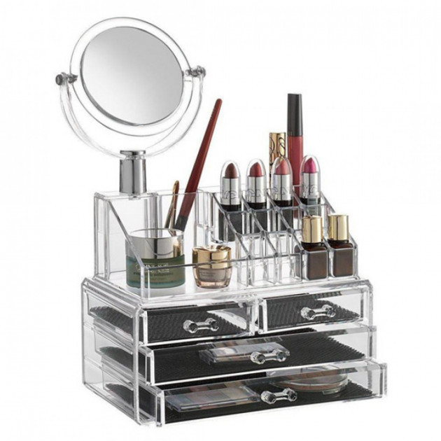 Акриловый органайзер Cosmetic Storage Box для косметики с зеркалом - фото 1 - id-p1586481085