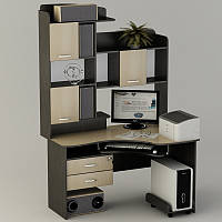 Однотумбовый стол компьютерный лдсп рабочий угловой с надстройками СК-19 компактный ТМ Тиса Мебель