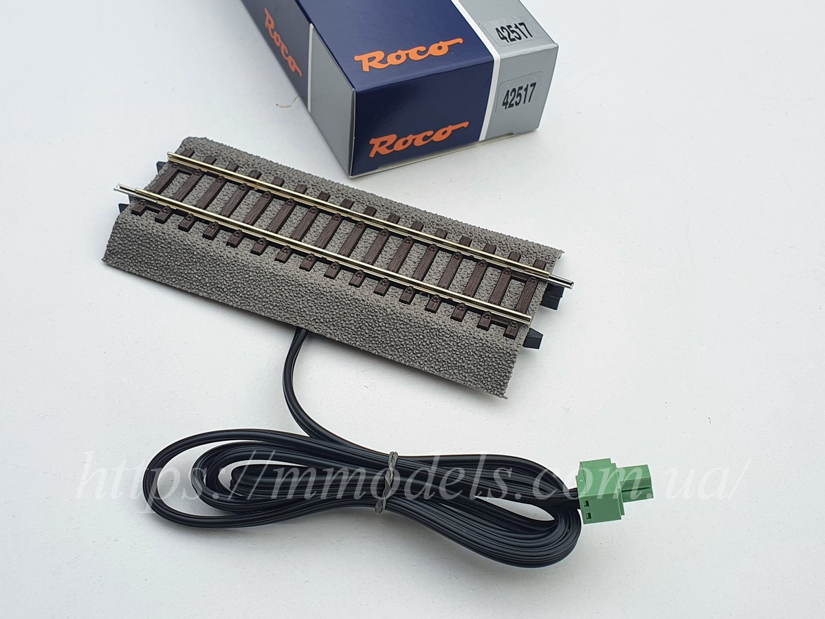 Рельсовий матеріал контактний прямий рейок завдовжки 115 мм на призмі, масштабу 1:87.Roco Line 42517, фото 1