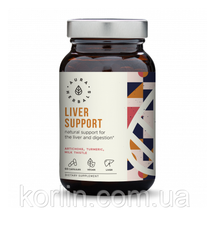Біодобавка Для Здоров'я Печиво Артишок, Розторопша, Куркума 60 кап Aura Herbals Liver Support Доставка з ЄС