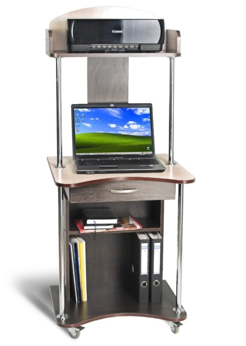 Маленький мобільний комп'ютерний стіл вузькийлдсп для ноутбука з надбудовою, пересувною СК-3 Тіса Меблі, фото 1