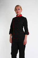 Костюм сушиста, повара черный женский (коттон, 42-60, 3258)