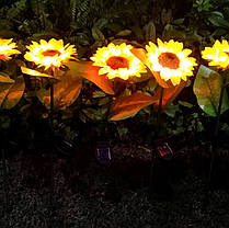 Вуличний Садовий ліхтар на сонячній батареї Соняшник 72 см, фото 3