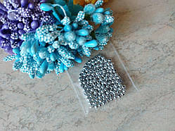 Намистини перли 100 шт, діаметр 3 мм, гальваніка срібло