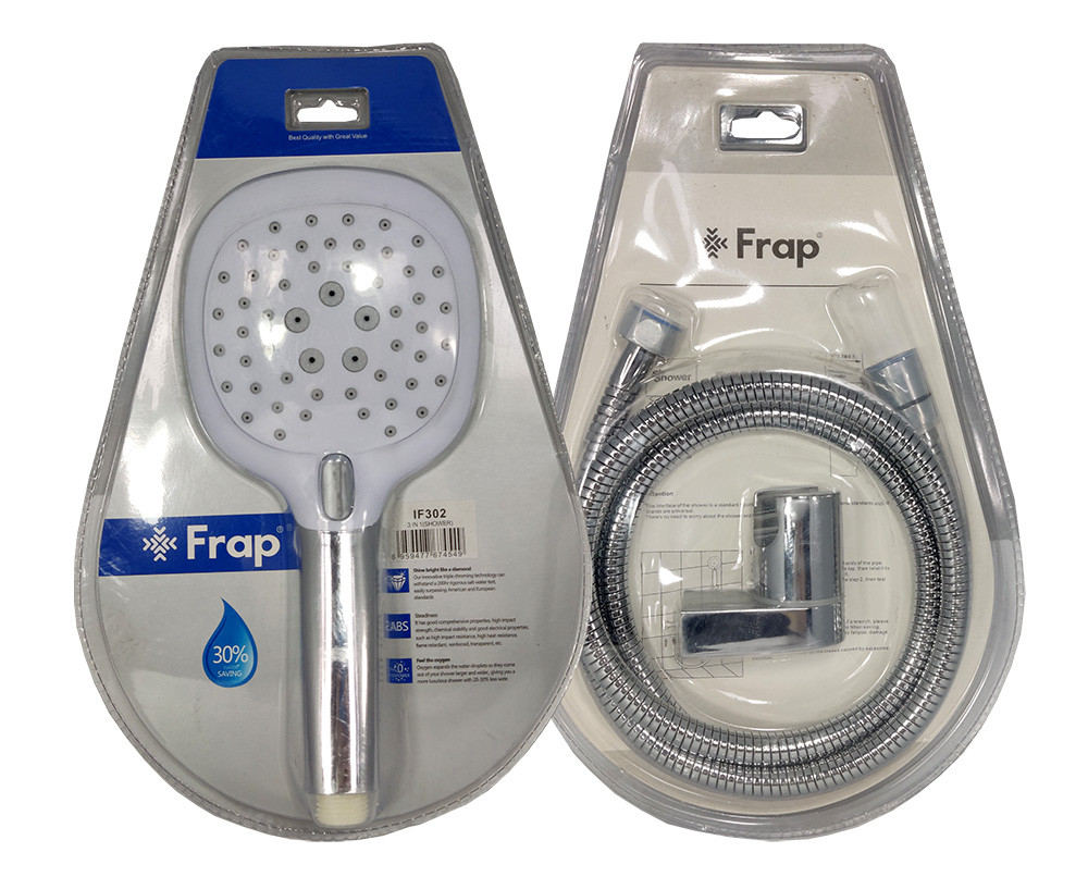 Душовий набір Frap IF302, (лійка 3-режими, шланг, тримач), хром