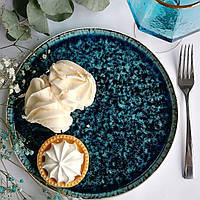 Керамическая тарелка цветная десертная Тотем синяя посуда тарелка разноцветная обеденная плоская 21см JM1535T