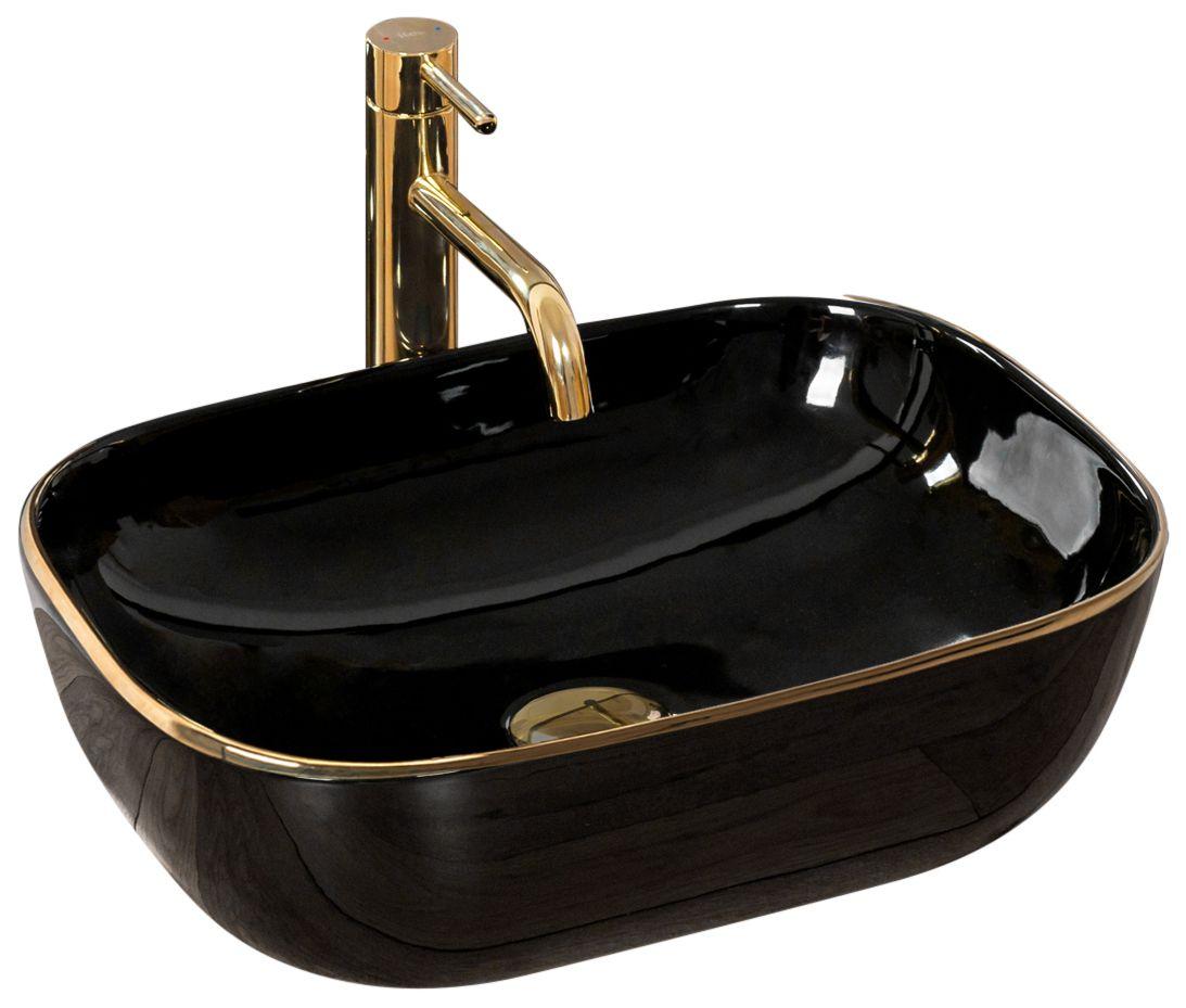 Умивальник (раковина) REA BELINDA BLACK GOLD EDGE накладний *
