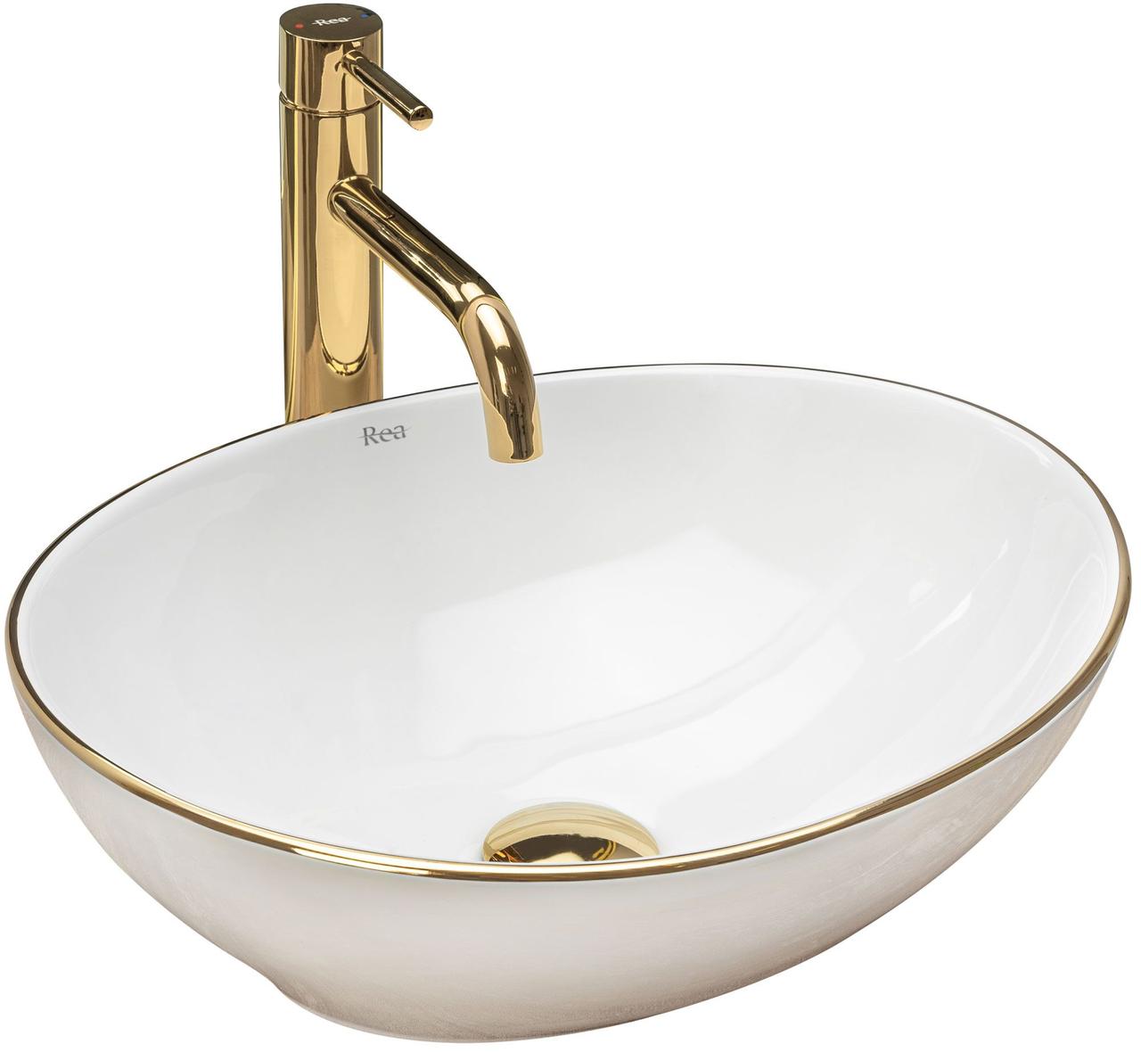 Умивальник (раковина) REA SOFIA WHITE GOLD EDGE накладний