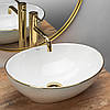 Умивальник (раковина) REA SOFIA WHITE GOLD EDGE накладний, фото 3