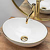 Умивальник (раковина) REA SOFIA WHITE GOLD EDGE накладний, фото 4