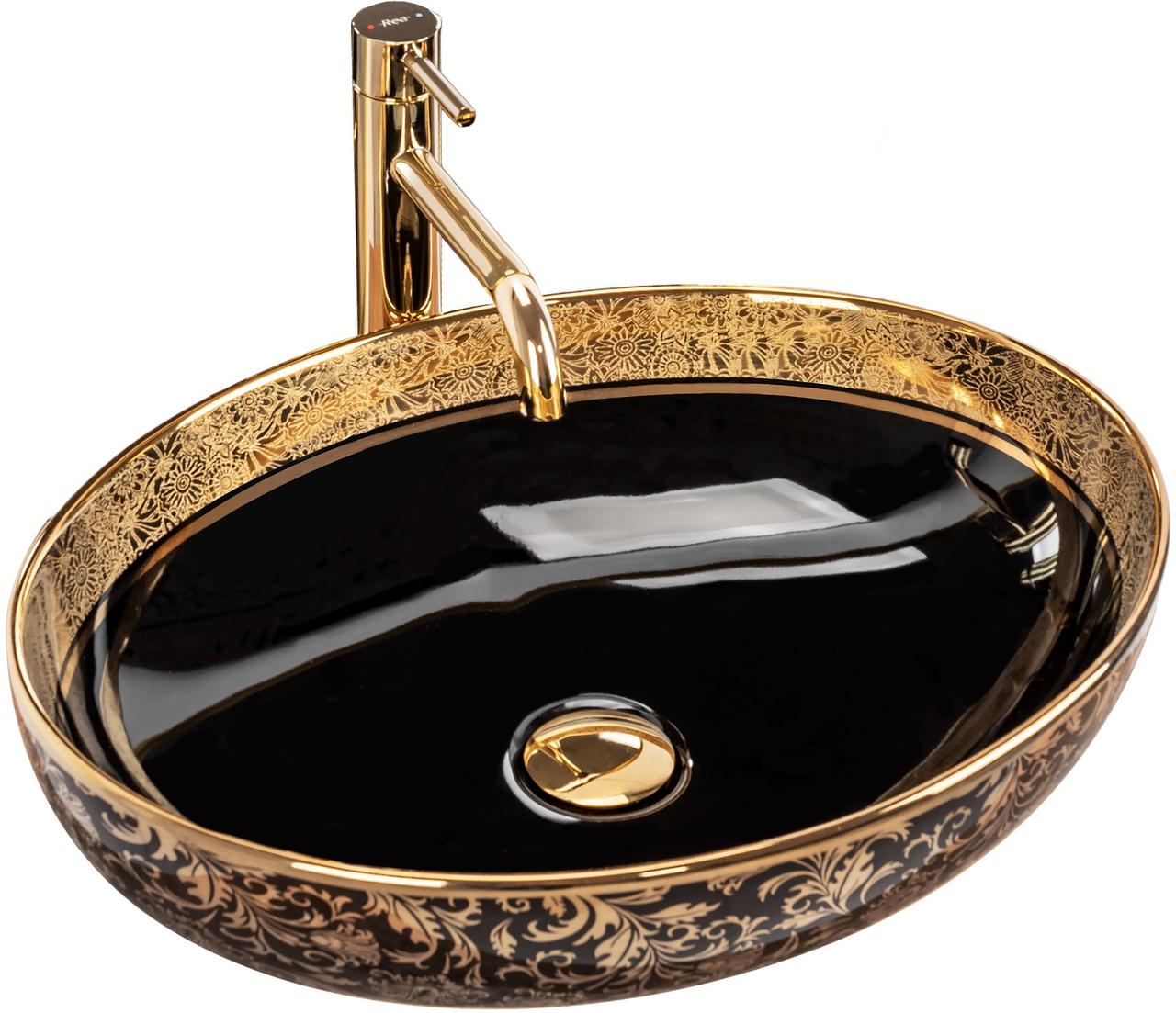 Умивальник (раковина) REA MARGOT GOLD BLACK накладний