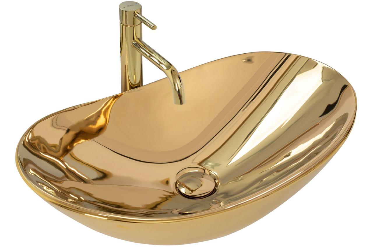 Умивальник (раковина) REA ROYAL GOLD золотий накладний