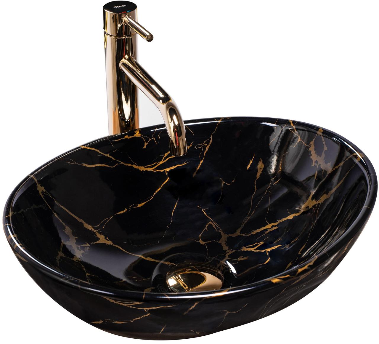 Умивальник (раковина) REA SOFIA BLACK MARBLE SHINY накладний