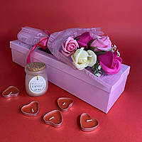 Подарочный набор мыла из роз и арома свечей ручной работы L'amoure Box (Rose)