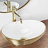 Умивальник (раковина) REA SOFIA BRUSHED GOLD WHITE накладний *, фото 3