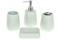 Набор для ванной Пастель: дозатор, подставка для зубных щеток, стакан, мыльница, цвет - мятный