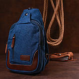 Текстильна чоловіча сумка через плече Vintage 20387 Синій, фото 6