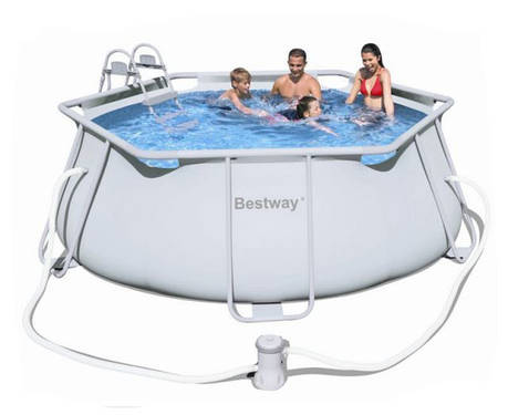 Bestway 56245 - шестикутний каркасний басейн Steel Power Rectangular 356x102 см, фото 1