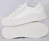 Шкіряні демісезонні туфли на платформі, білі Розміри 36, 37, 38