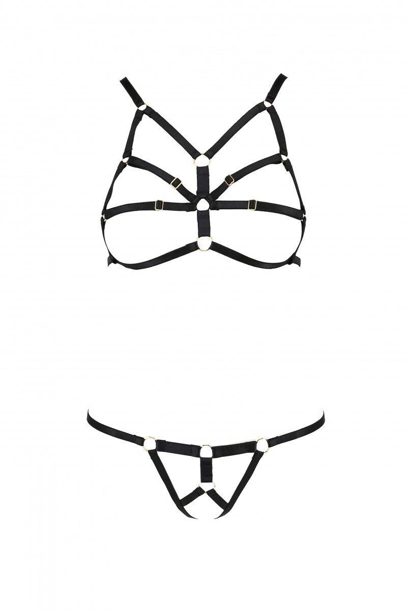 Комплект білизни з стреп ARMANDA SET black S/M - Passion Exclusive