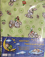 Комплект постільної білизни Тіротекс дитячий бязь "Зайчики на зеленому"