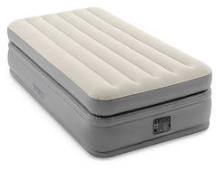 Надувна ліжко односпальне Intex 64162 з вбудованим електронасосом 220В, сіра