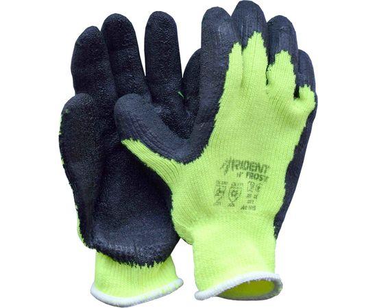 Рукавички робочі теплі трикотажні бавовняні жовті, покриті рифленим латексом, розмір 10 TRIDENT-FROST