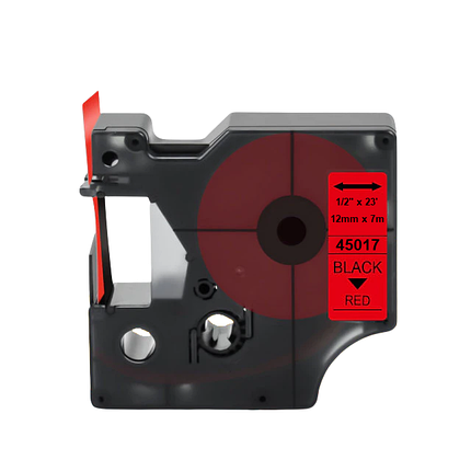 Картридж зі стрічкою для принтера DYMO LabelManager D1 45017 12 мм 7 м Чорний/Червоний (S0720570), фото 2