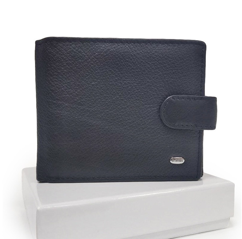 Гаманець жіночий маленький шкіряний картхолдер чорний на кнопці монетниця всередині на блискавці Dr. Bond WN-7