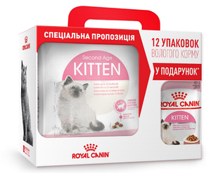 АКЦІЯ Корм Роял Канін Кіттен Royal Canin Kitten для кошенят від 4 до 12 місяців 4кг+12 паучей