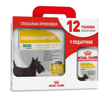 Акція Корм Роял Канін Міні Royal Canin Mini Dermacomfort для собак з чутливою шкірою 3 кг+миска