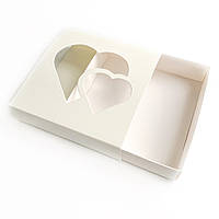 Коробка 120*120*30 мм (белая) СЕРДЦЕ картонная подарочная для подарков с окошком