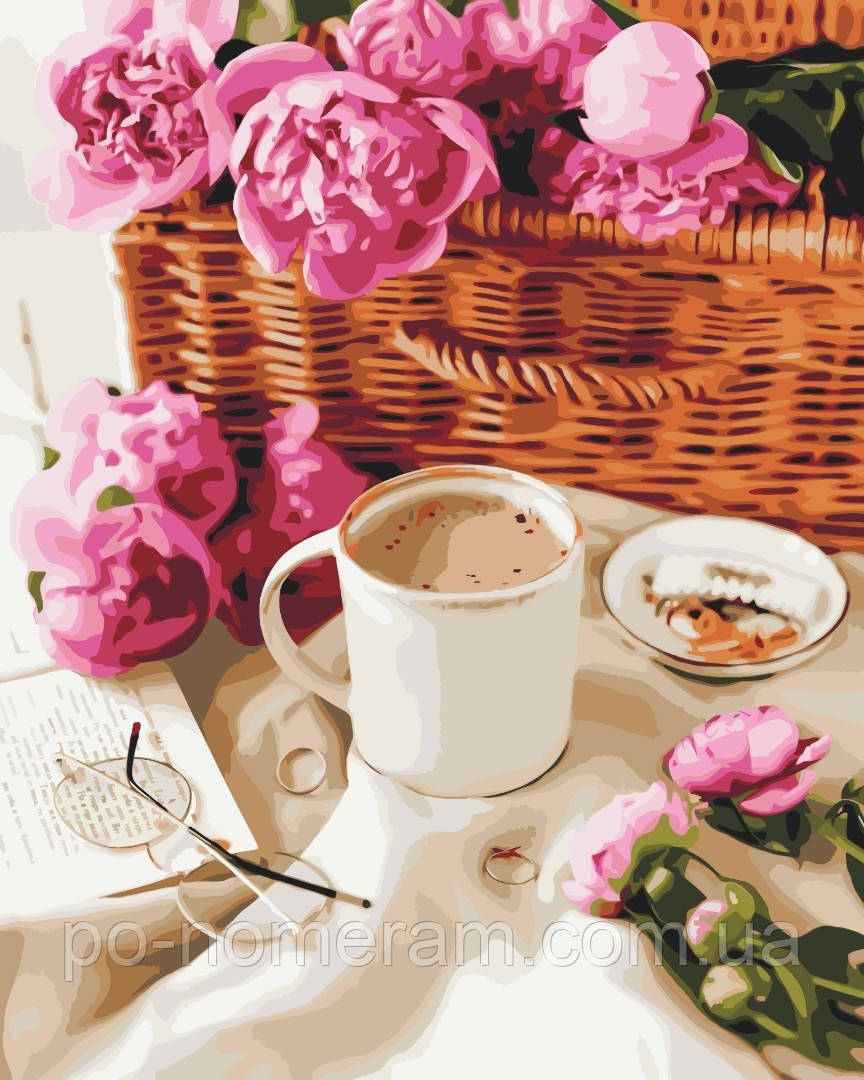 Акційна Живопис по номерам BrushMe Півонії у кошику (BS38983) 40 х 50 см, фото 1