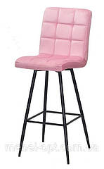 Стілець барний високий Augusto оксамит фрез В-1025 BAR 75-ML на чорних металевих ногах