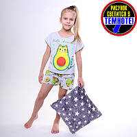 Дитяча піжама для дівчинки із шортами "Авокадо" (Код: 2248) світиться у темряві