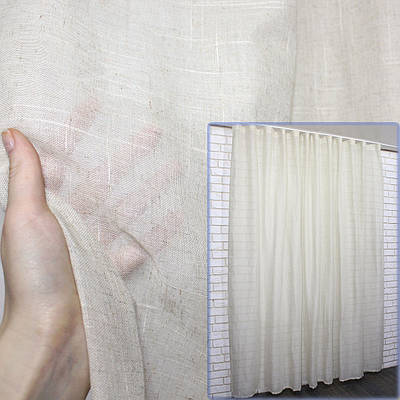 Тюль льон, однотонний. Колір бежевий. Код 1039т