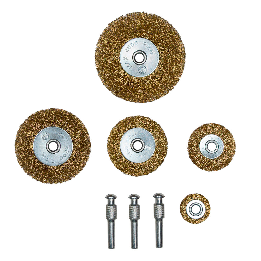 Набір щіток дротяних 5 шт. Ø25; 38; 50 ;65; 75 мм хвостовик Ø6мм (латунована) SIGMA (9010021)