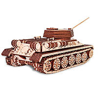 Деревянная сборная механическая 3D модель EVA Eco-Wood-Art TANK T-34 with glue 000051