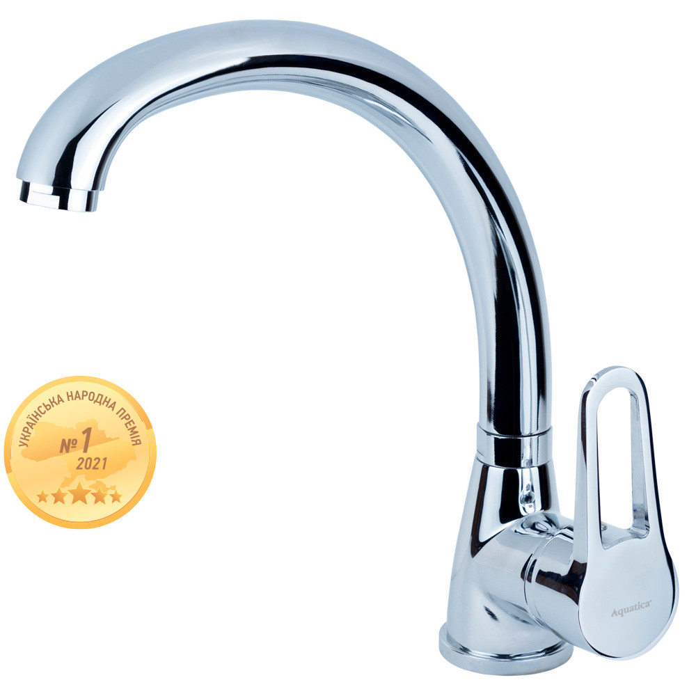 Змішувач HL Ø35 для кухні гусак вухо на гайці AQUATICA (HL-4B130C), фото 1