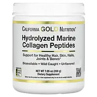 Коллаген ,California Gold Nutrition, гидролизованные пептиды морского коллагена, без добавок, 200 г
