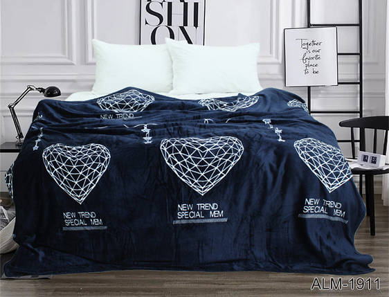 Плед покривало 160х220 велсофт Серце на ліжко, диван, фото 1