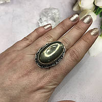 Пирит натуральный красивое кольцо овал с камнем пирит 17,7 размер кольцо с пиритом Индия!