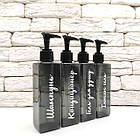 Набір дозаторів для ванної 250 мл "Венера" чорний пластик (4 шт) укр, фото 3