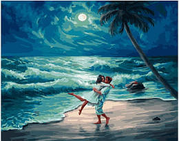 Картина за номерами. Brushme "На березі океану" полотно, 3 пензлі, фарби, 50х40 див., рівень складності 4