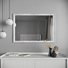 Сріблясто-біле дзеркало настінне для вітальні 98х68 Black Mirror