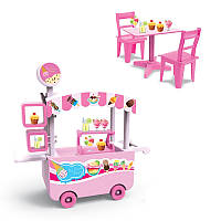 Игровой набор Мебель для кафе 127-1/2/3/4 стол стулья тележка прилавок аксессуары игрушка для кукол